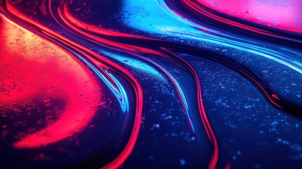 Poster - Abstract Neon Liquid Swirls: Red and Blue Fluid Art