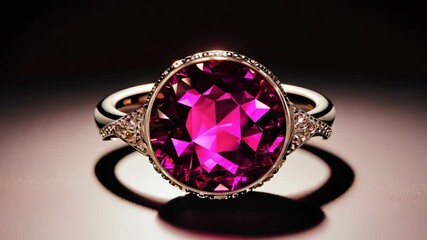 Aufkleber - A large, gold and pink ring with diamonds. The ring is on a table