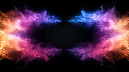 Poster - Colorful Smoke Clouds Swirl Together in an Abstract Formation Against a Black Background