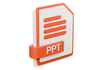 Fototapete - 3d file folder document ppt icon. minimal word PPT presentation document icon. document form. business work company icon concept. archive presentation file type concept. PPT format. 3d render.