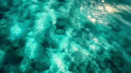 Poster - Calm and Clear Ocean Waves Rippling Under Bright Sunlight Reflecting on Water Surface in Tropical Seascape Environments for Nature Lovers and Beach Vacationers