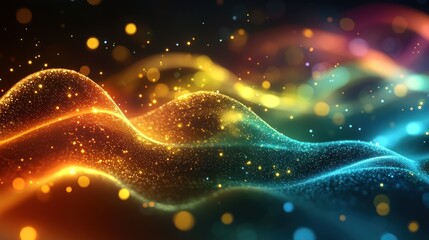 Poster - Abstract Colorful Particle Waves: A Digital Art Piece