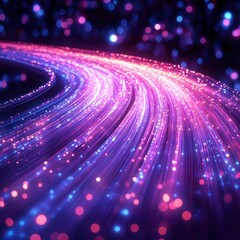 Poster - Abstract Fiber Optic Light Trails: A Symphony of Pink and Purple