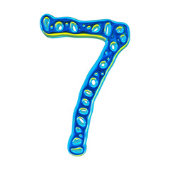 Poster - 3d Blue Number 7 For Math And Business Concept
