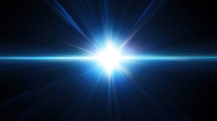 Poster - A luminous light source shines at the center, creating beams that stretch outwards against a deep black backdrop, evoking a sense of wonder and infinity