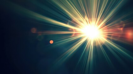 Poster - Bright light radiates from a central point, creating vibrant rays and a striking contrast against the darkened background. The atmosphere is filled with energy and visual depth