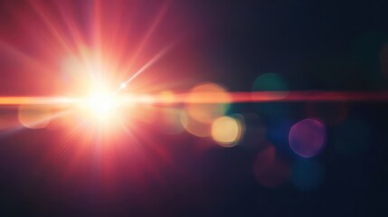 Fototapete - A vibrant burst of light illuminates the darkness, generating colorful lens flares and soft bokeh effects. This captivating display is perfect for enhancing visual artwork