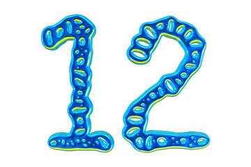 Poster - 3d Blue Number 12 For Math And Business Concept