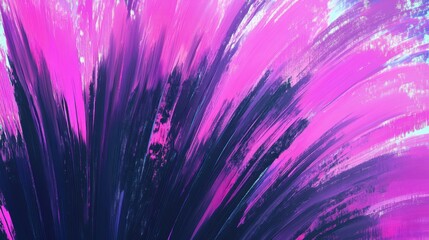 Poster - An abstract artwork features vivid pink and dark blue hues created with sweeping brushstrokes, radiating energy and creativity. The painting captures movement and emotion