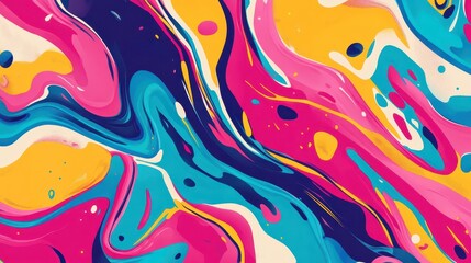 Poster - The artwork features an eye-catching abstract design with swirling patterns in bright colors like pink, blue, and yellow, creating a dynamic visual experience