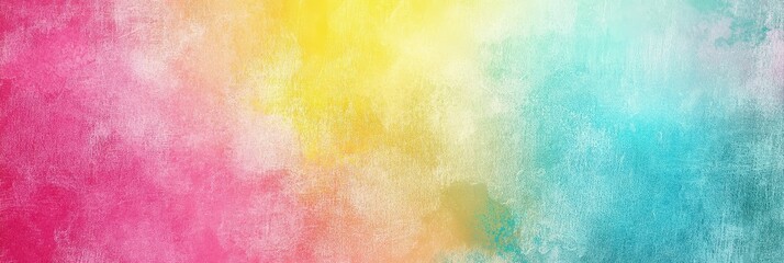 Poster - Vibrant background showcases a smooth blend of pink, yellow, and blue colors. The light pastel hues create a cheerful and calming atmosphere suitable for various creative projects
