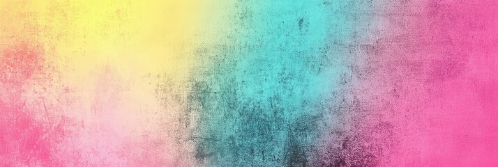 Poster - Bright and colorful gradient background featuring vivid yellow, turquoise, and pink hues. The texture adds depth, ideal for artistic and creative projects