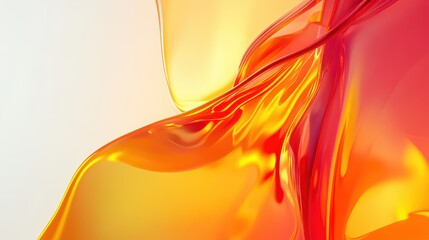 Fototapete - A vibrant swirl of orange and yellow colors intertwines elegantly, creating a sense of movement and warmth against a light background, evoking energy and creativity