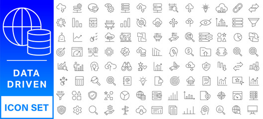 Poster - Data analysis icon collection set. Containing analysis,information, trend, forecast, decision,risk,research,report icon. Simple flat vector illustration.
