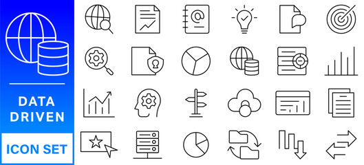 Poster - Data analysis icon collection set. Containing analysis,information, trend, forecast, decision,risk,research,report icon. Simple flat vector illustration.