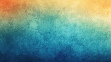Poster - This artwork displays a colorful gradient transitioning from warm orange and yellow hues to cool blue shades. The textured surface creates a unique visual depth