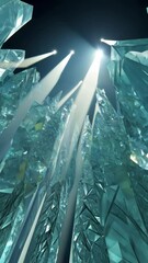 Aufkleber - A large blue crystal structure with many small crystals. The structure is very tall and has a lot of detail