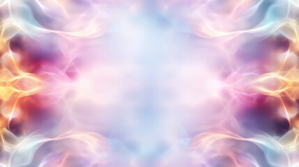 Fototapete - Colorful swirls blend seamlessly to form an ethereal background, featuring soft light effects in vibrant pink, blue, and orange hues that evoke a dreamy ambiance