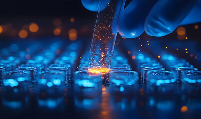 Laboratory experiment glowing cubes