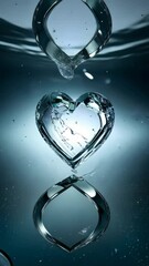 Poster - A heart made of glass with broken pieces. The heart is in the center of the image