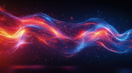 Poster - Abstract Red and Blue Energy Wave