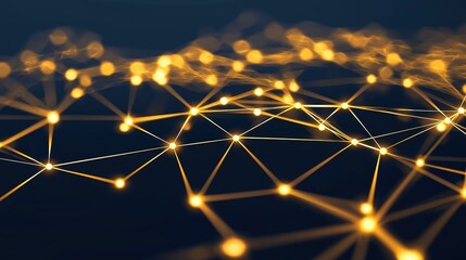 Poster - Abstract Neon Network Lines Connecting in a Modern Design with Bright Points of Light on a Dark Background