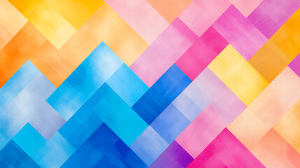 Poster - Vibrant abstract background featuring colorful zigzag patterns shades of blue, pink, yellow, and orange, creating lively and energetic atmosphere