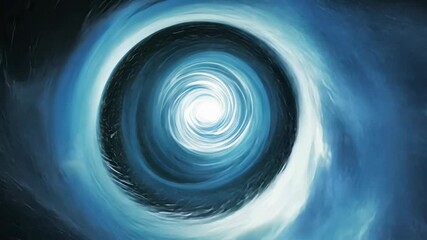 Poster - Swirling vortex of blue and white colors representing a cosmic phenomenon in a dark space setting