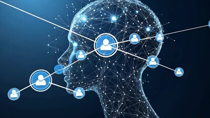 Poster - Conceptual representation of connections in digital networks illustrating human interaction and communication
