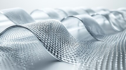 Poster - Abstract Silver Waves: A Mesmerizing 3D Render of Intertwined Metallic Textures