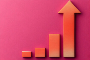 Poster - Growth chart arrow rising on pink background