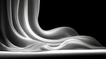 Poster - Elegant Drapery: Abstract Monochrome Silk Waves
