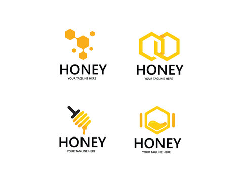 Honey comb logo icon bees vector design