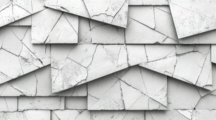 Poster - Abstract White Cracked Stone Wall Texture Background