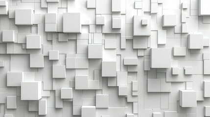 Poster - Abstract White Cube Pattern: A 3D Geometric Background