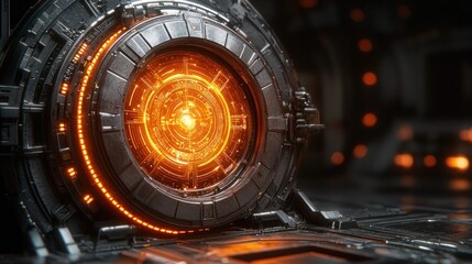 Poster - Futuristic Cybernetic Device: Glowing Orange Core