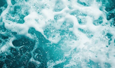 Poster - A mesmerizing view of textured water with bubbly foam, capturing a dynamic aquatic scene.