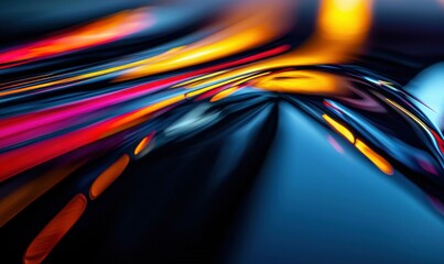 Poster - Abstract artwork featuring a dynamic interplay of colorful, flowing, and radiant streaks of light.