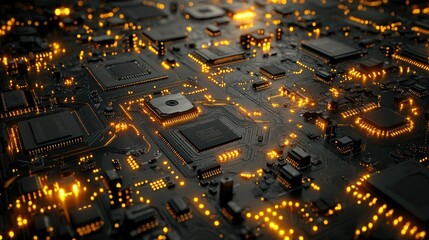 Poster - Illuminated Circuit Board: A Close-Up View of Modern Technology