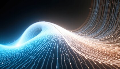 Fototapete - Dynamic light waves creating a mesmerizing visual experience in a digital environment