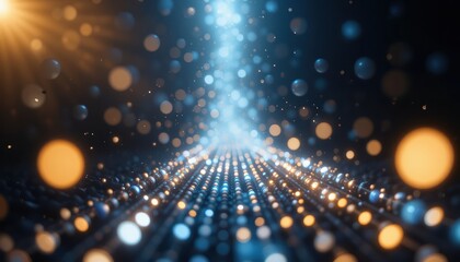 Poster - Dynamic light particles create mesmerizing visual effects in a digital space abstract background photographic imagery futuristic environment close-up view