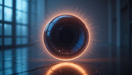 Poster - Dynamic energy sphere futuristic studio digital art dark environment close-up view concept of innovation and technology