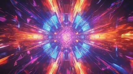 Poster - A vibrant, abstract design featuring radiant colors and dynamic light patterns, creating a captivating visual experience.