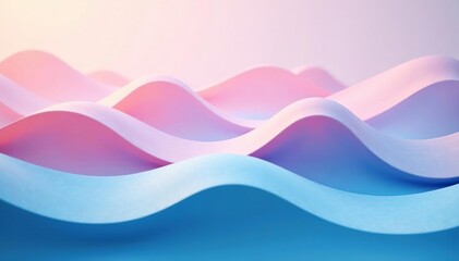 Wall Mural - interlocking wave forms, calming pastel tones, graphic, pink, simple