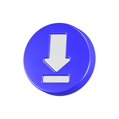 Fototapete - download icon 3d rednering blue color