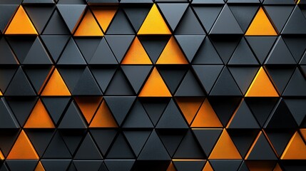 Poster - Abstract Geometric Pattern: Black and Orange Triangles