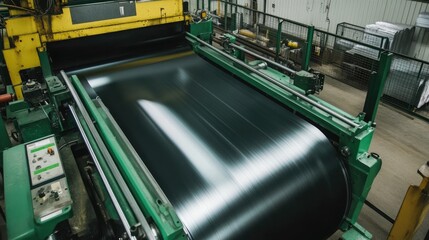 Aufkleber - Cold-rolled steel production line with automated machinery processing thin metal sheets.