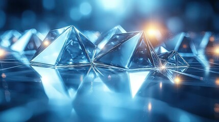 Poster - Crystalline Pyramids: A Digital Reflection of Geometric Beauty