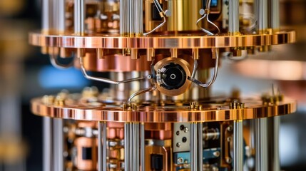Poster - High-speed quantum computing lab with futuristic data processing.