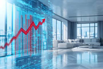 Poster - Upward trend graph on screen in modern apartment